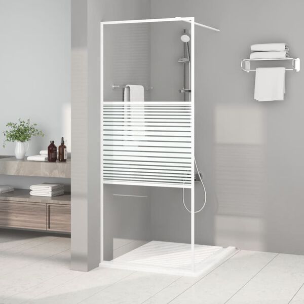 vidaXL Parete Doccia Walk in Bianca 80x195 cm Vetro Trasparente ESG