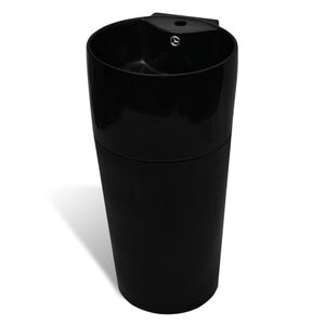 vidaXL Lavandino Bagno Ceramica Nera Rotondo Foro Rubinetto/ Trabocco