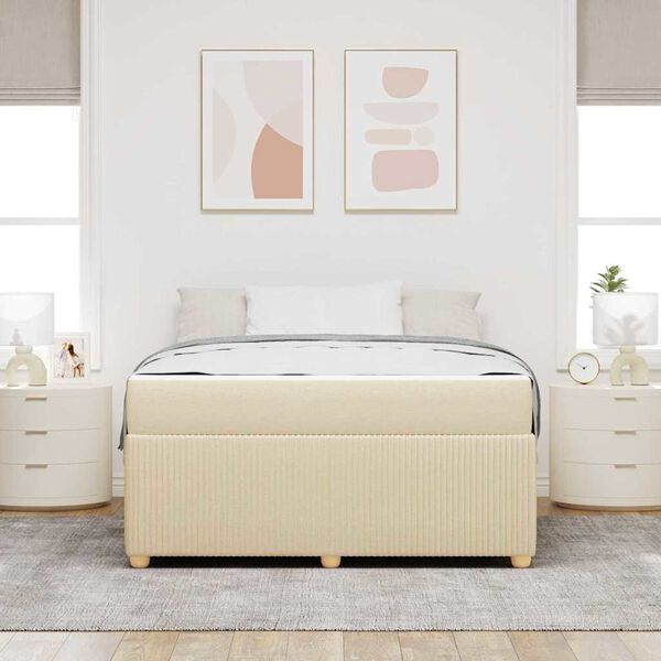 vidaXL Struttura letto con materasso Crema 140 x 200 cm Tessuto