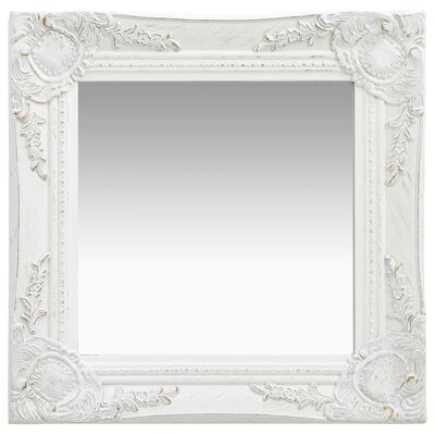 vidaXL Specchio da Parete Stile Barocco 40x40 cm Bianco