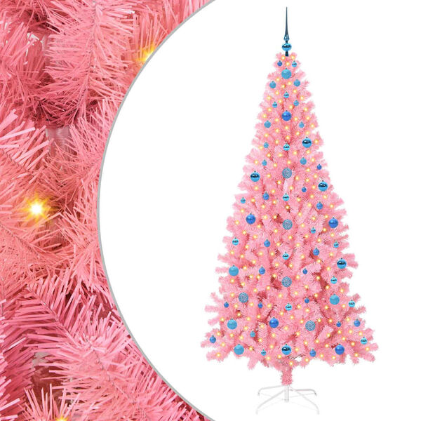 vidaXL Albero di Natale con 300 LED con supporto Rosa 210 cm PVC