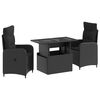 vidaXL Set da pranzo per esterni 3 pz Nero polyrattan