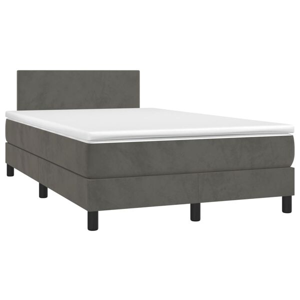 vidaXL Letto a Molle con Materasso e LED Grigio Scuro 120x200 cm