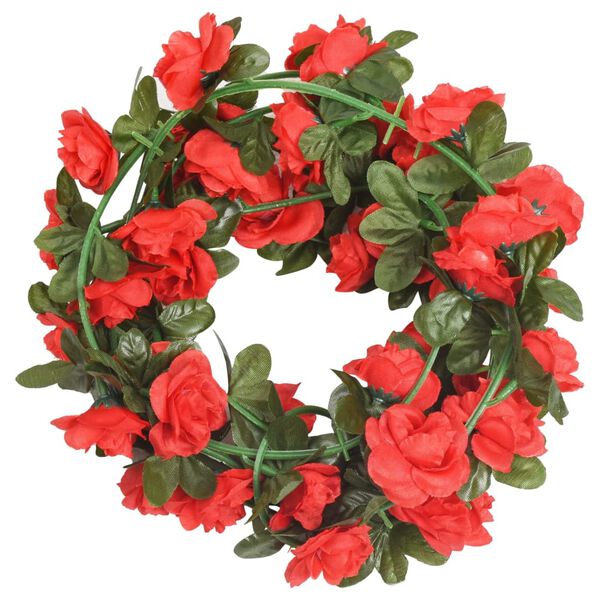 vidaXL Ghirlande Fiori Artificiali Natale 6 pz Rosso 240 cm