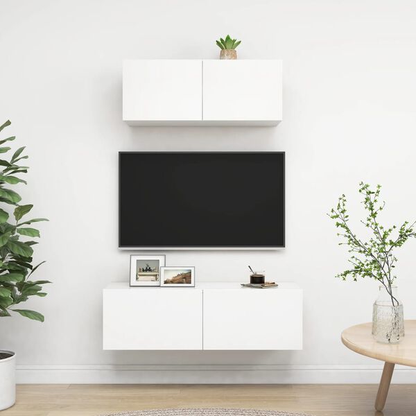 vidaXL Set Mobili Porta TV 2 pz Bianco in Legno Multistrato