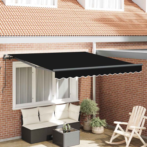 vidaXL Tenda Retrattile Nero 300 x 250 cm Poliestere e Acciaio