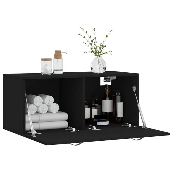 vidaXL Mobile a Parete Nero 80x36,5x35 cm in Legno Multistrato