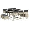 vidaXL Set Pranzo Giardino 11pz con Cuscini Grigio Chiaro Polyrattan