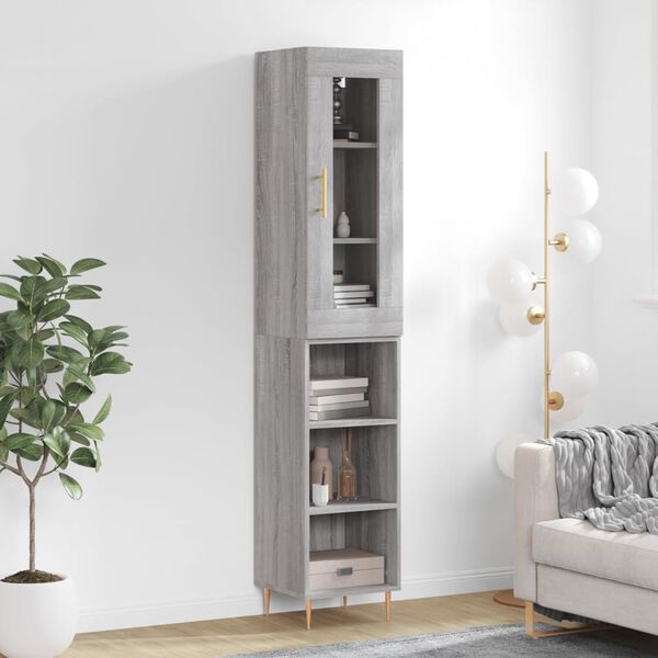 vidaXL Credenza Grigio Sonoma 34,5x34x180 cm in Legno Multistrato
