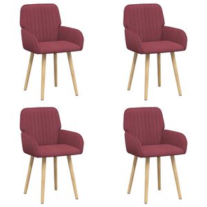 vidaXL Sedie da pranzo 4 pcs Tessuto Rosso Vino 56,5 x 50 x 87,5 cm