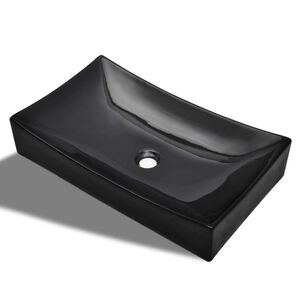 vidaXL Lavandino da bagno in ceramica nera rettangolare