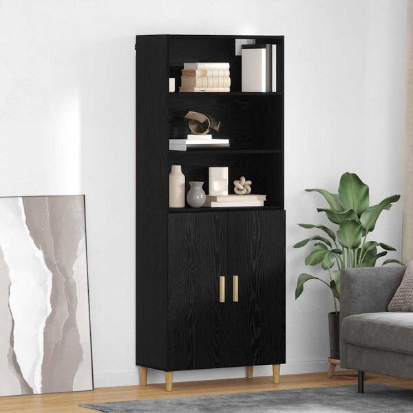 vidaXL Credenza Rovere Nero 69,5 x 32,5 x 180 cm Legno multistrato