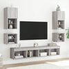 vidaXL Mobili TV a Muro con LED 8pz Grigio Sonoma Legno Multistrato