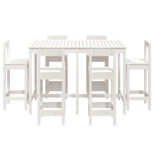vidaXL Set Bar da Giardino 7 pz Bianco in Legno Massello di Pino