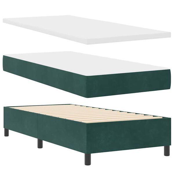 vidaXL Letto a molle con materasso Verde scuro 90 x 200 cm Velluto