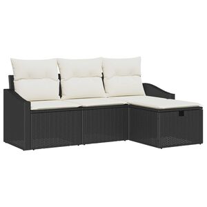 vidaXL Set di divani con cuscino 4 pcs Nero polyrattan