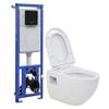 vidaXL WC Sospeso con Sciacquone Alto Nascosto in Ceramica