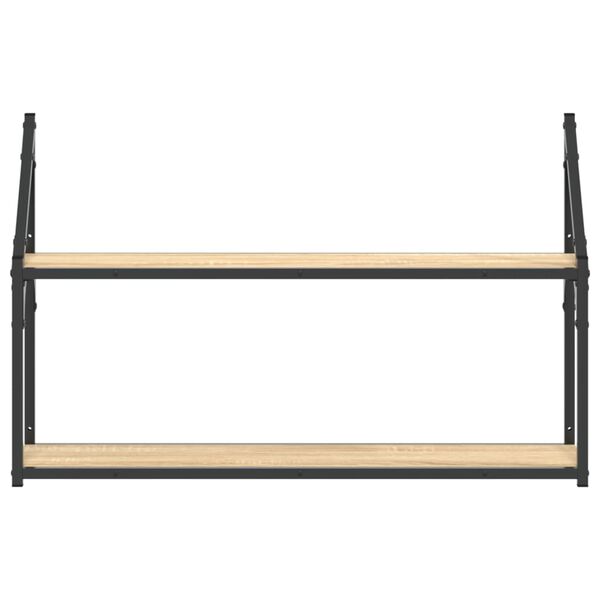 vidaXL Scaffale Parete 2 Ripiani Rovere Sonoma 80x21x51 cm Multistrato