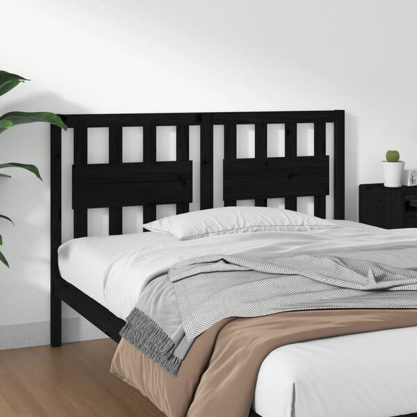 vidaXL Testiera per Letto Nera 145,5x4x100cm in Legno Massello di Pino