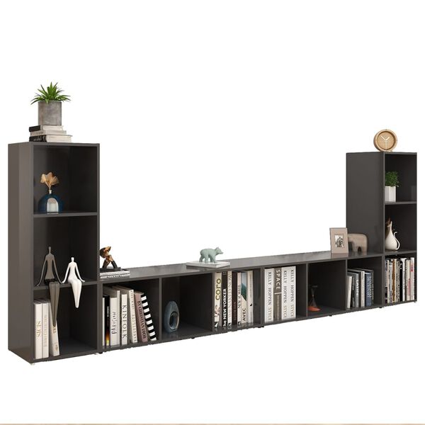 vidaXL Mobili TV 4 pz Grigi 107x35x37 cm in Legno Multistrato