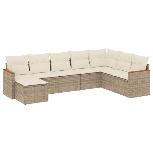 vidaXL Set Divano da Giardino 8 pz con Cuscini Beige in Polyrattan