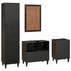 vidaXL Set di Armadi da Bagno 4 pcs Nero e Oro Legno di mango massello