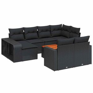 vidaXL Set Divani da Giardino 11 pz con Cuscini in Polyrattan Nero