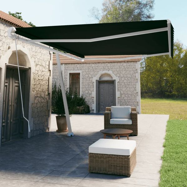 vidaXL Tenda Sole Retrattile Manuale con Palo 500x350 cm Antracite