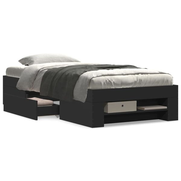 vidaXL Giroletto Nero 75x190 cm in Legno Multistrato