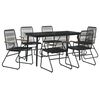 vidaXL Set da Pranzo da Giardino 7 pz Nero in Rattan PVC