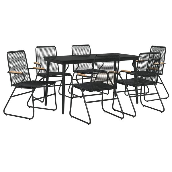 vidaXL Set da Pranzo da Giardino 7 pz Nero in Rattan PVC