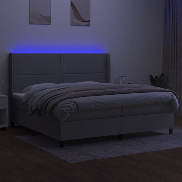 vidaXL Letto a Molle Materasso e LED Grigio Chiaro 200x200 cm Tessuto