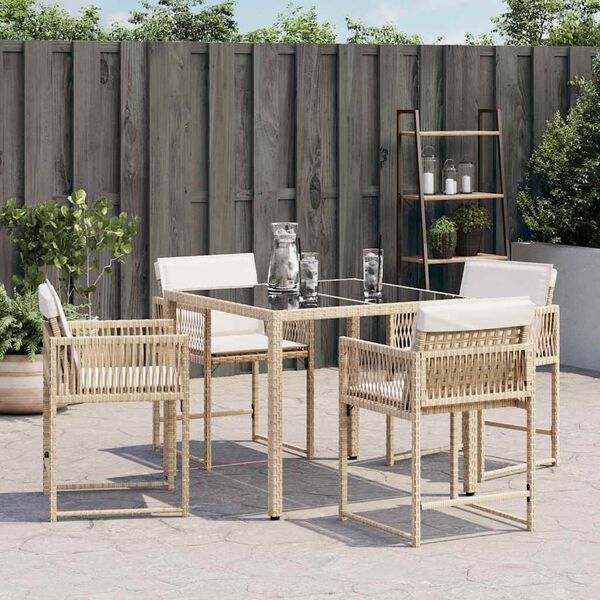 vidaXL Sedie da Giardino con Cuscini 4 pz Beige in Polyrattan