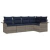 vidaXL Set Divano da Giardino con cuscino 5 pcs Grigio polyrattan