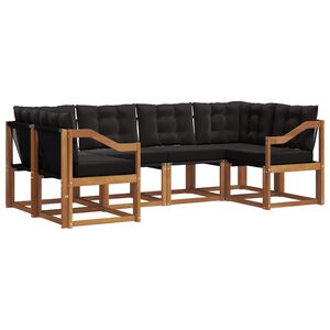 vidaXL Set di divani da esterno con cuscino 6 pcs Naturale e Nero