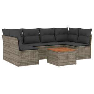 vidaXL Set Divani da Giardino 7 pz con Cuscini Grigio in Polyrattan