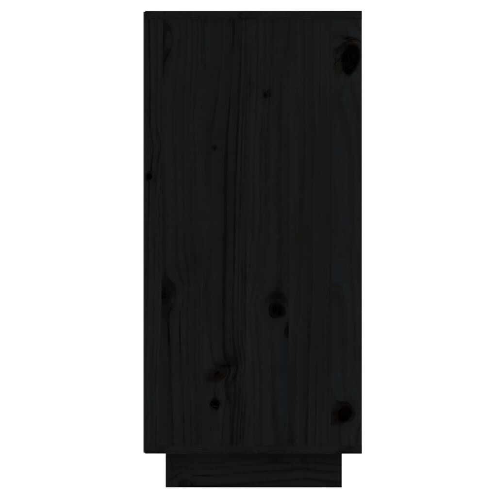 Credenza Nera VidaXL In Legno Massello Di Mango E Ferro, 55x30x77 Cm, 2 Ante Intagliate, Stile Industriale - 6