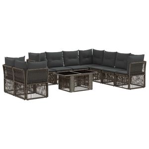 vidaXL Set Divano da Giardino 10 pz Grigio polyrattan