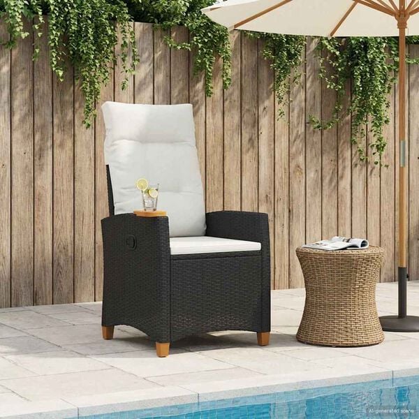 vidaXL Poltrona reclinabile con tavolino 62 x 64 x 112 cm polyrattan