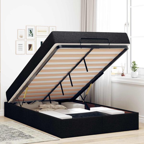 vidaXL Struttura letto con materasso con materasso 2 pcs Nero Tessuto