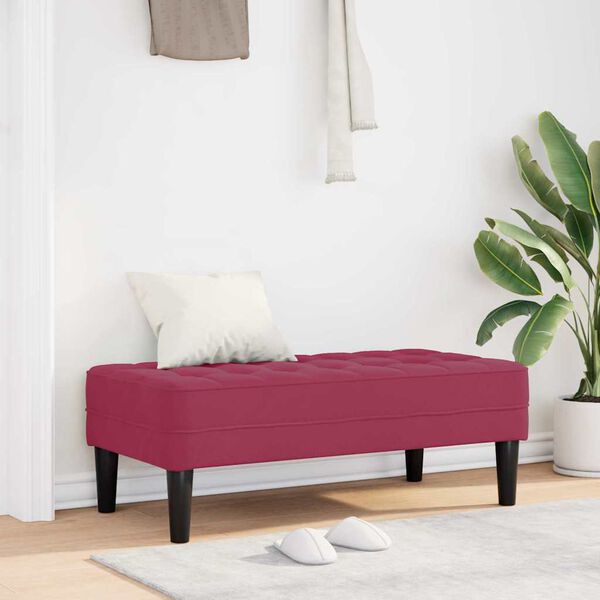 vidaXL panchina con cuscino Rosso Vino 113 x 57 x 39 cm Velluto