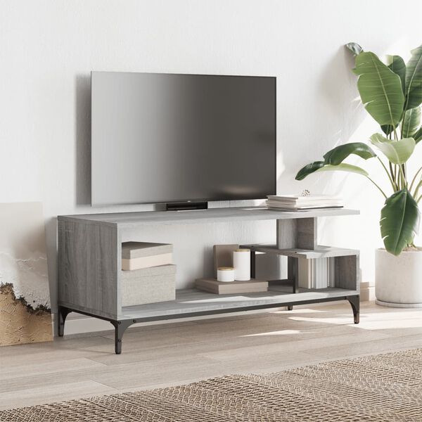 vidaXL Mobile TV Grigio Sonoma 102x40x41cm Legno e Acciaio a Polvere