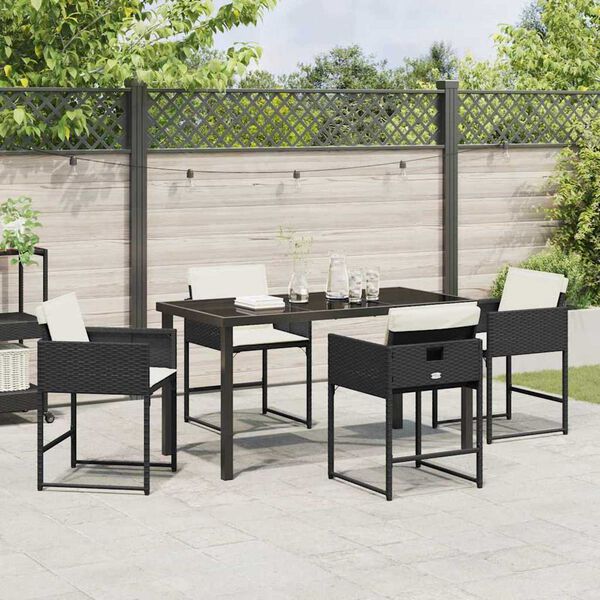vidaXL Set da Pranzo per Giardino 5 pcs Nero polyrattan