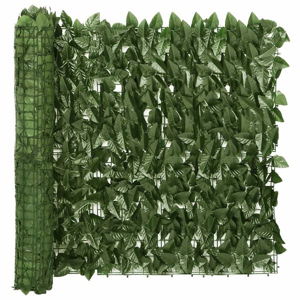 vidaXL Paravento da Balcone con Foglie Verde Scuro 200x75 cm