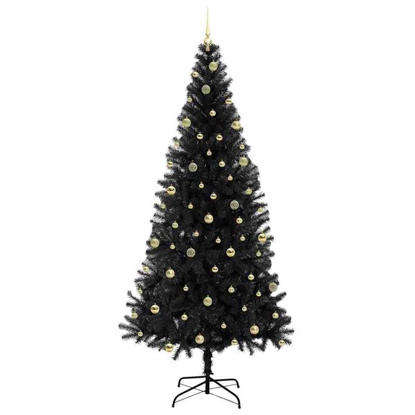 vidaXL Albero di Natale con 300 LED con supporto Nero 240 cm PVC