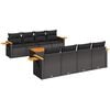 vidaXL Set Divani da Giardino 9 pz con Cuscini Nero in Polyrattan