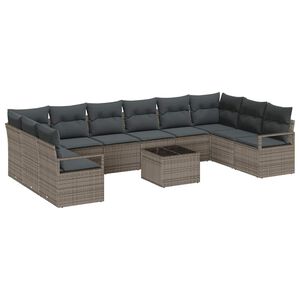vidaXL Set di divani con cuscino 11 pcs Grigio polyrattan