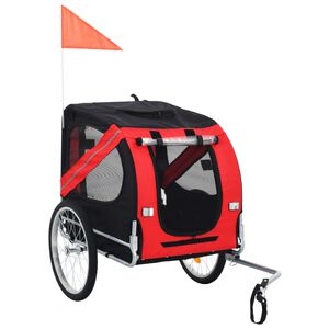 vidaXL Rimorchio da Bici per Animali Domestici Rosso e Nero