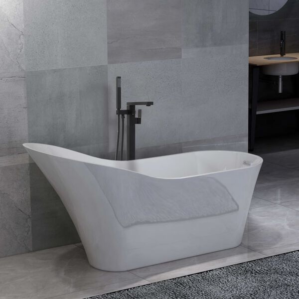 vidaXL Vasca da Bagno Indipendente con Rubinetto 210 L 90 cm Nera
