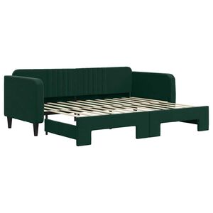 vidaXL Divano Letto con Letto Estraibile Verde Scuro 90x200cm Velluto